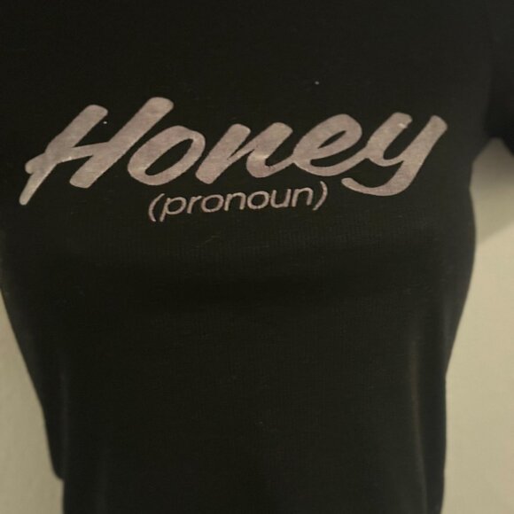 Black blouse short sleeve round neck size XS cropped - Picture 11 of 11